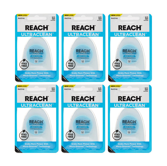 REACH Ultraclean Dental Floss, Mint, Plaque Remover for Teeth, Shred Resistant, Waxed, Easy on Gums & Teeth, Mint, Oral Care