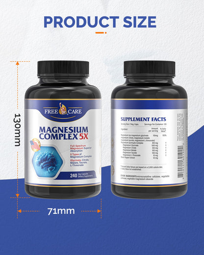820mg Magnesium Complex 240 Veggie Capsules,for Women & Men with Magnesium Glycinate,Citrate, Malate,Taurate & L-Threonate for Sleep, Mood, Muscle Relaxation & Nerve Function Vegan Friendly, Non-GMO - dailyvitalstore