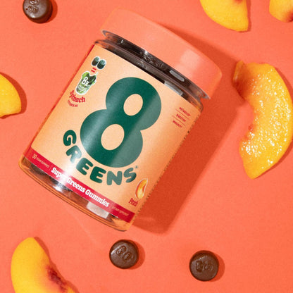 8Greens Supergreens Gummies | Super Greens Powder Superfood Gummy for Metabolism, Immunity & Focus, Digestive Health Enzymes, Organic: Chlorella, Spirulina, Aloe Vera, Peach Flavor, 200 Count - dailyvitalstore