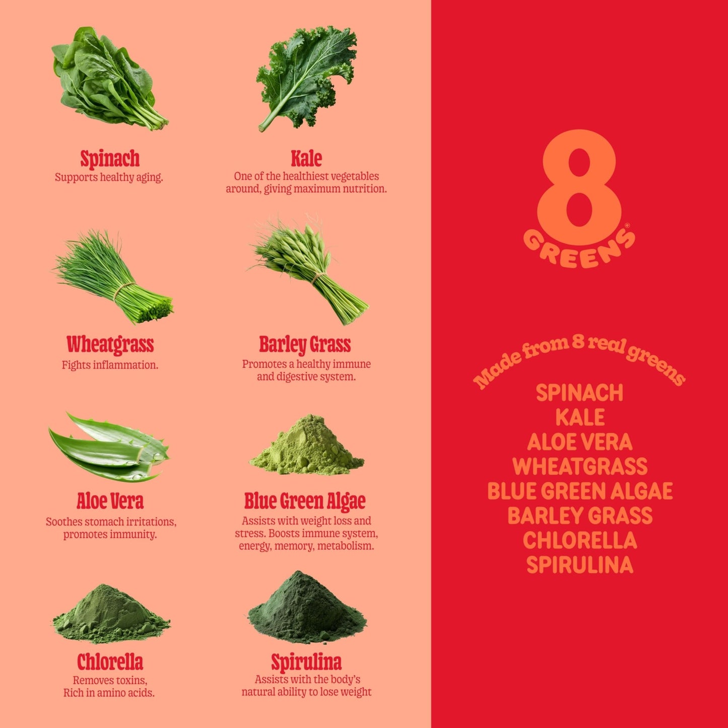8Greens Supergreens Tablets | Super Greens Powder Superfood Tablet, Metabolism Immunity & Focus, Daily Greens Effervescent Tablets, Organic: Aloe Vera, Spirulina, Chlorella, Blood Orange, 30 Servings - dailyvitalstore