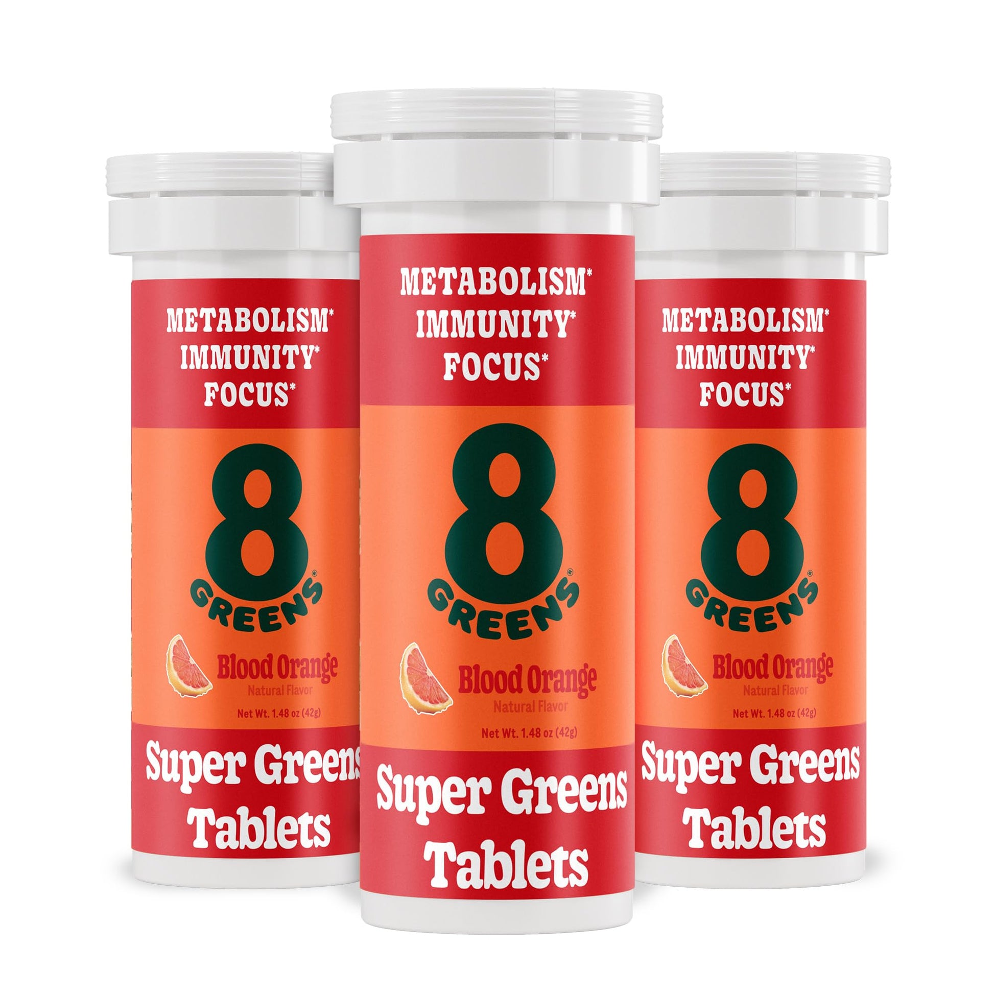 8Greens Supergreens Tablets | Super Greens Powder Superfood Tablet, Metabolism Immunity & Focus, Daily Greens Effervescent Tablets, Organic: Aloe Vera, Spirulina, Chlorella, Blood Orange, 30 Servings - dailyvitalstore