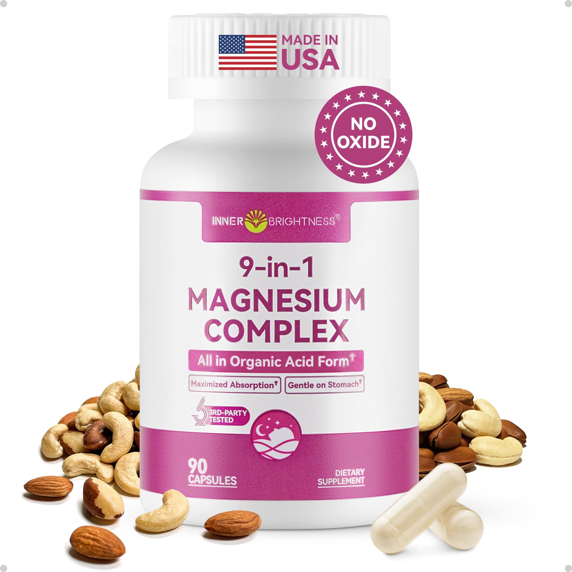 9-in-1 Magnesium Complex, 300mg Magnesium from 9 Organic Forms, Glycinate, Citrate, Malate, High Absorption for Sleep & Relaxation, Energy & Muscle Support, 90 Capsules - dailyvitalstore