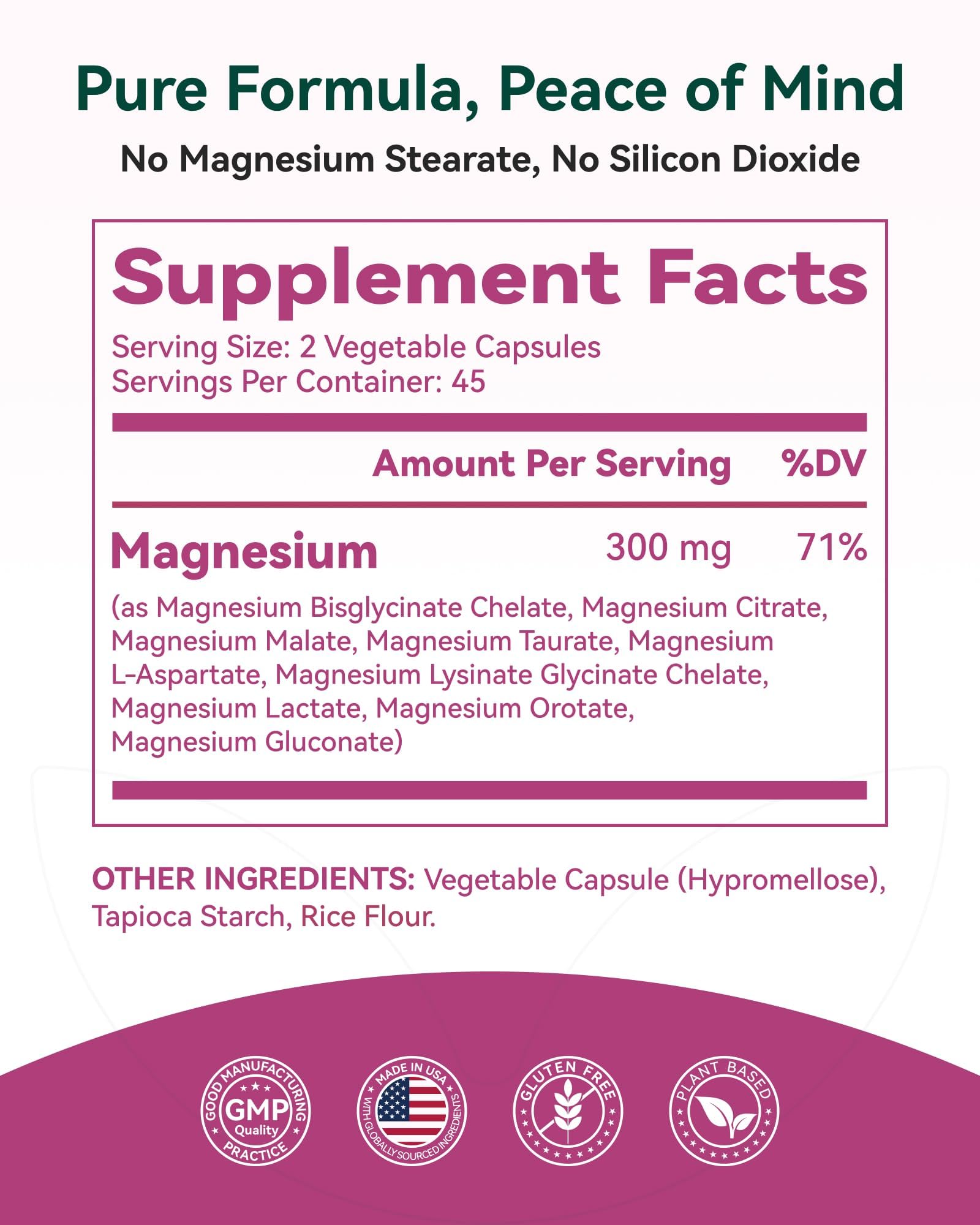 9-in-1 Magnesium Complex, 300mg Magnesium from 9 Organic Forms, Glycinate, Citrate, Malate, High Absorption for Sleep & Relaxation, Energy & Muscle Support, 90 Capsules - dailyvitalstore