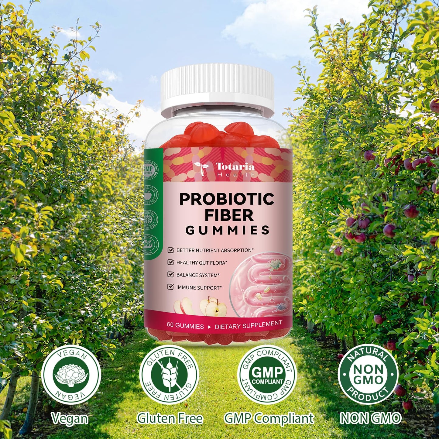 9-in-1 Probiotic Prebiotic Fiber Gummies for Adults & Teens 16G Fiber per Serving, Psyllium Husk Fiber Supplement with 5 Billion CFU Bacillus Coagulans - dailyvitalstore