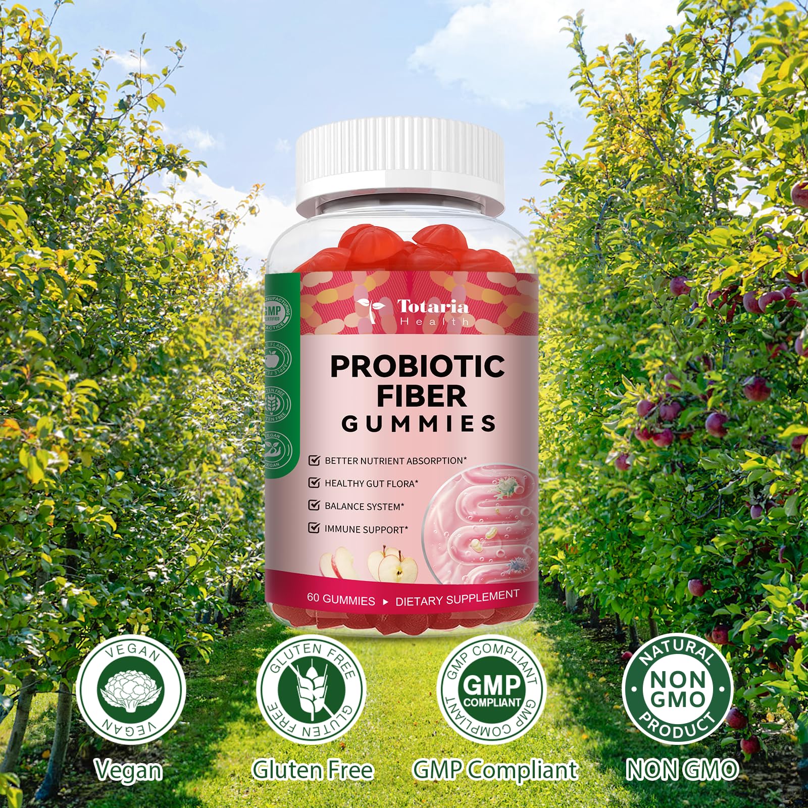 9-in-1 Probiotic Prebiotic Fiber Gummies for Adults & Teens 16G Fiber per Serving, Psyllium Husk Fiber Supplement with 5 Billion CFU Bacillus Coagulans - dailyvitalstore