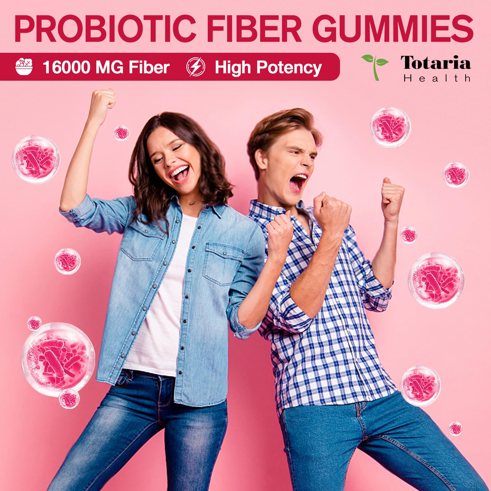 9-in-1 Probiotic Prebiotic Fiber Gummies for Adults & Teens 16G Fiber per Serving, Psyllium Husk Fiber Supplement with 5 Billion CFU Bacillus Coagulans - dailyvitalstore