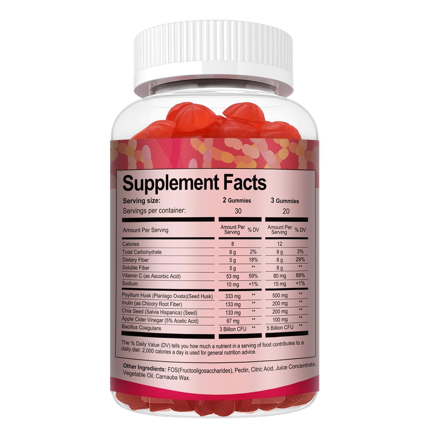 9-in-1 Probiotic Prebiotic Fiber Gummies for Adults & Teens 16G Fiber per Serving, Psyllium Husk Fiber Supplement with 5 Billion CFU Bacillus Coagulans - dailyvitalstore