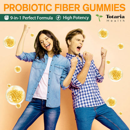 9-in-1 Probiotic Prebiotic Fiber Gummies for Adults & Teens, Fiber Supplement Pro with 5 Billion CFU Bacillus Coagulans, Psyllium Husk, FOS, Inulin, ACV for Digestion - dailyvitalstore