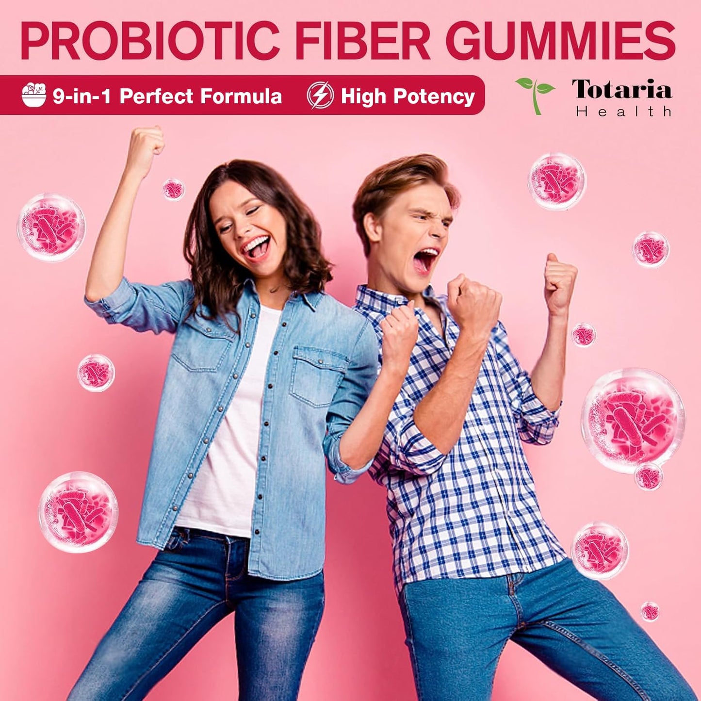 9-in-1 Probiotic Prebiotic Fiber Gummies for Adults & Teens, Sugar-free Fiber Supplement with Psyllium Husk, FOS, Inulin, ACV & 5 Billion CFU Bacillus Coagulans - dailyvitalstore