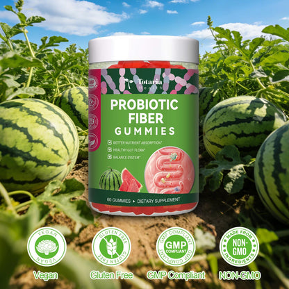 9-in-1 Probiotic Prebiotic Fiber Gummies for Adults & Teens, Sugar-free Fiber Supplement with Psyllium Husk, FOS, Inulin, ACV & 5 Billion CFU Bacillus Coagulans - dailyvitalstore