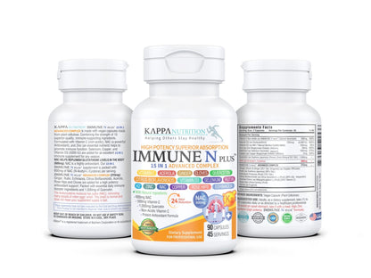 (90 Capsules), NAC 600mg, Quercetin 1,000mg, Vitamin C 500mg, Zinc 50mg, Vitamin D3 5,000iu, Selenium, Copper, Acerola, Ginger, Rutin, Citrus Bioflavonoids, Rose Hips, Echinacea, Immune N Plus 15 in 1 - dailyvitalstore