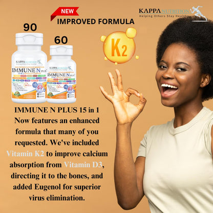 (90 Capsules), NAC 600mg, Quercetin 1,000mg, Vitamin C 500mg, Zinc 50mg, Vitamin D3 5,000iu, Selenium, Copper, Acerola, Ginger, Rutin, Citrus Bioflavonoids, Rose Hips, Echinacea, Immune N Plus 15 in 1 - dailyvitalstore