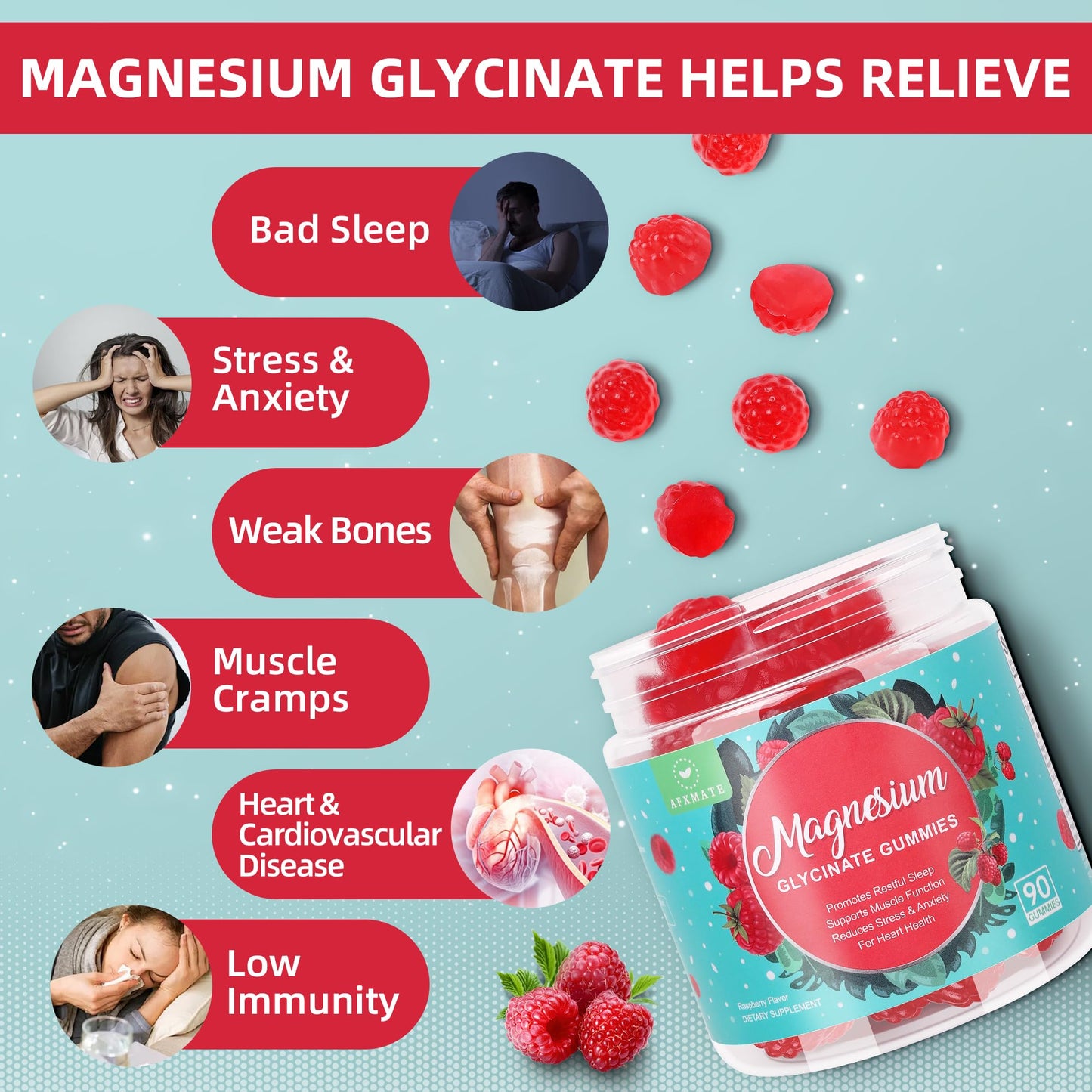 90 Count Magnesium Glycinate Gummies 400 mg - Sugar Free Magnesium Supplement for Adults with Glycinate & Malate, L-Theanine, Ashwagandha, Zinc, Vitamin B6 & D3, Supports Relaxation & Sleep - dailyvitalstore