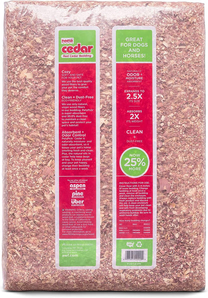 PETSPICK Red Cedar Pet Bedding for Dogs, Horses, Stalls and Kennels, 24 L | Red cedar bedding provides a natural layer for dogs, horses, stalls, kennels and animal areas; 24 L package.