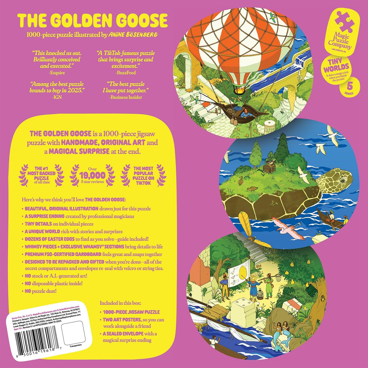 Magic Puzzle Company Series 5 Bundle • 3-Pack of 1000-Piece Jigsaw Puzzles | Includes The Drippy Trip, The Golden Goose & The Coveted Comet. Original handmade art. Mind-blowing magic ending. No dust.