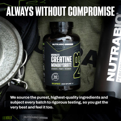 NutraBio Pure Micronized Creatine Monohydrate Capsules, Creatine Pills, Supports Bulk Muscle Energy, Recovery, and Strength - Keto Friendly, Kosher