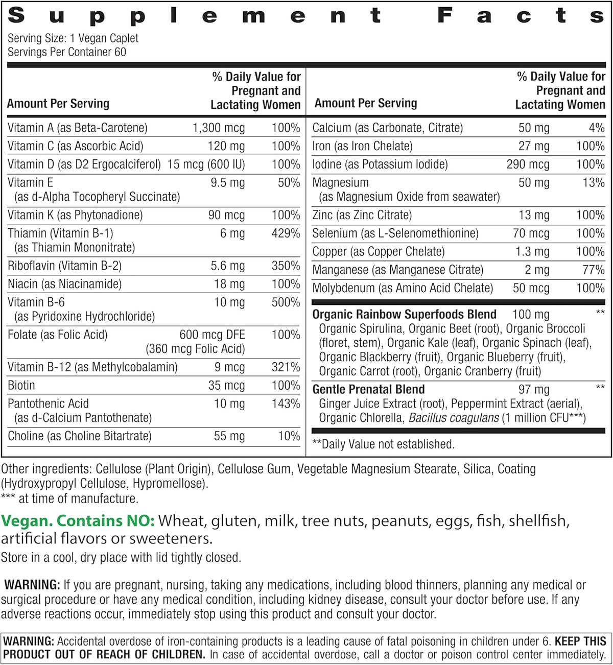 Rainbow Light Prenatal Multivitamin One + for Women | 60 Caplets | Essential Nutrition for Mom & Baby | Real Food Nutrients | Prenatal Botanical & Probiotic Blend | Essential Nutrition for Mom & Baby | Real Food Nutrients | Prenatal Botanical & Probiotic