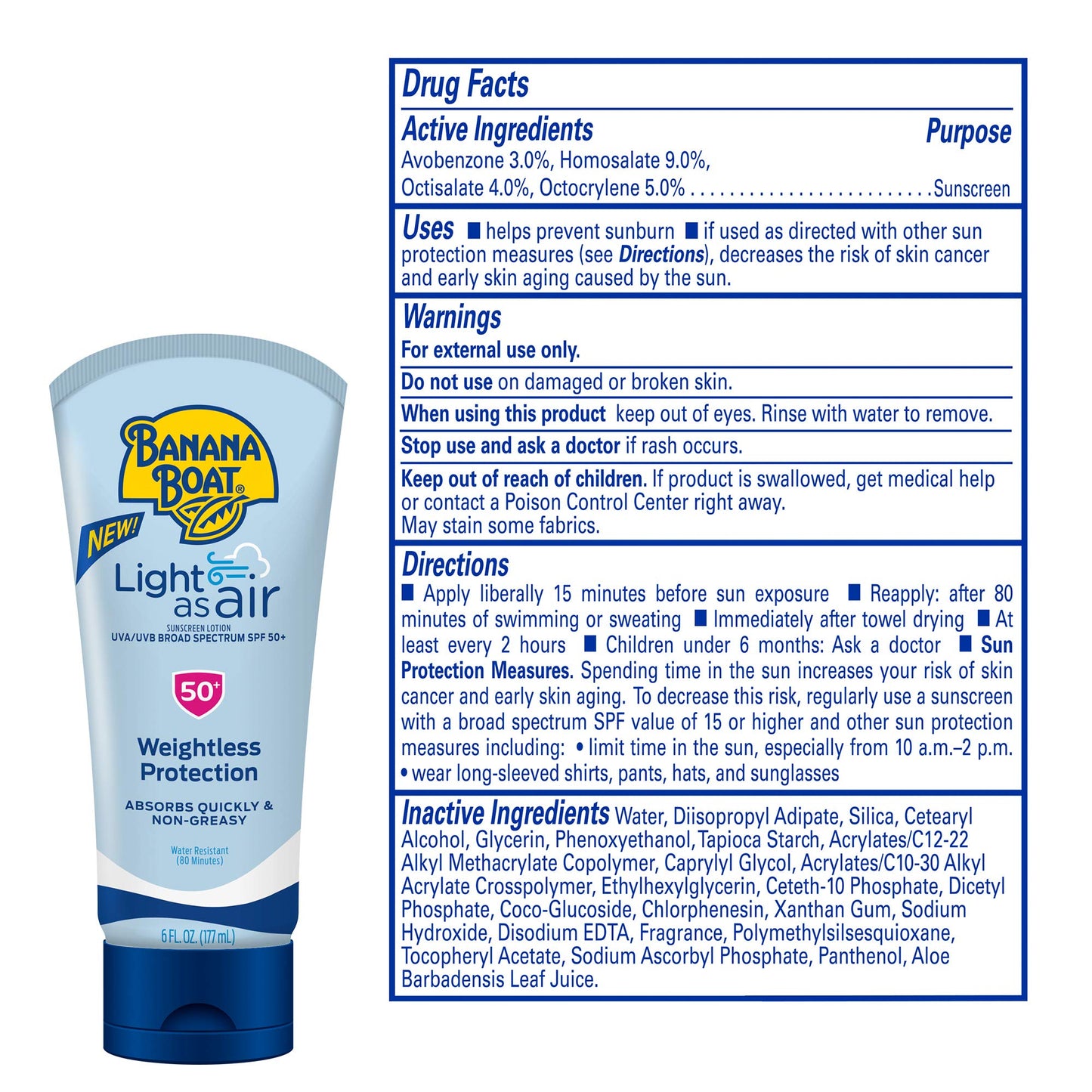 Banana Boat Light As Air Sunscreen Lotion SPF 50 Twin Pack | Lightweight & Non-Greasy Lotion Sunscreen SPF 50