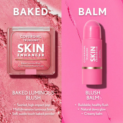 COVERGIRL TruBlend Skin Enhancer Baked Luminous Blush, with Hyaluronic Acid & White Rose Extract, Blends Seamlessly - 430 Berry Punch