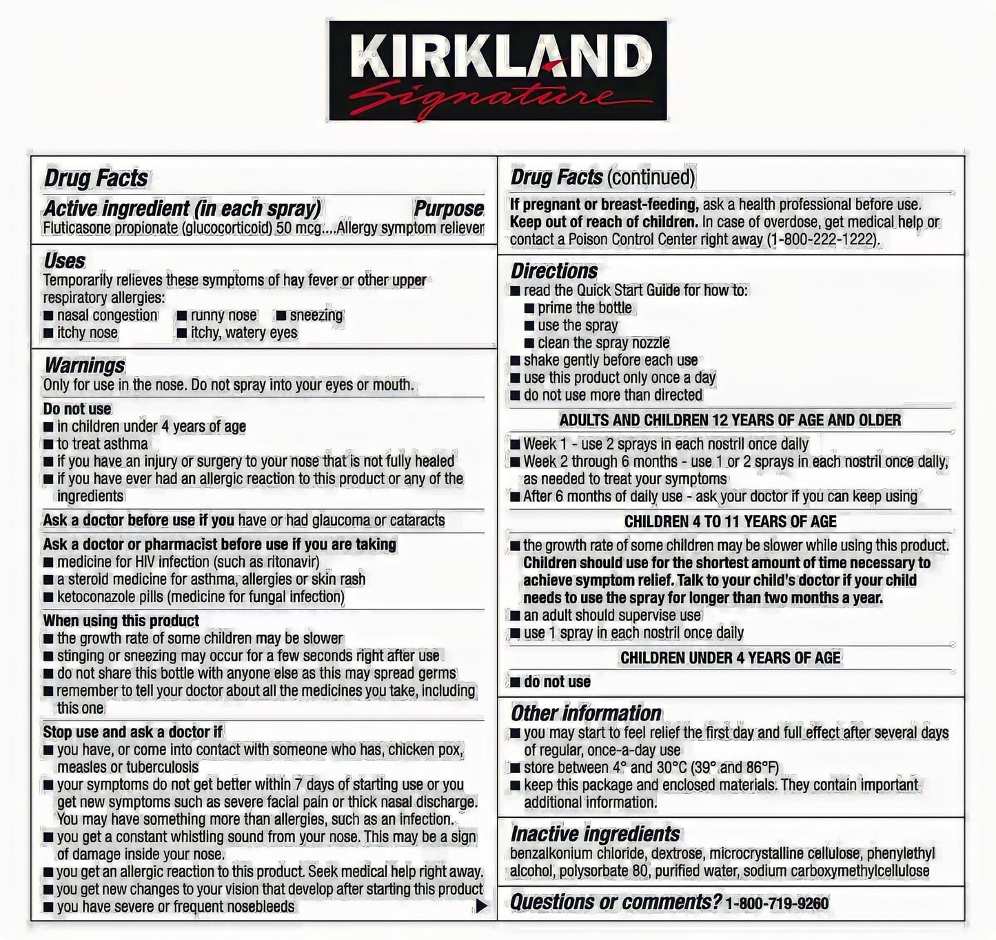 Kirkland Signature Aller-Flo Fluticasone Propionate (Glucorticoid) 5 Bottles x 120 Metered Sprays 0.54 Fl OZ per Bottle (15.8 mL x 5) 2.70 OZ Total (79 mL Total) 600 Total Sprays Total, 1-Pack KIRKLAND buy supplements Au