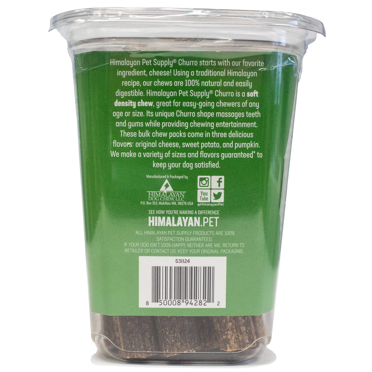 Himalayan Dog Chew Churro, Soft Yak Cheese Treat, Peanut Butter, 4 Sticks | 100% Natural, Soft Density Dental Support, Gluten Free, Healthy Safe Dog Treats for All Breeds and Ages, Lactose & Grain Free