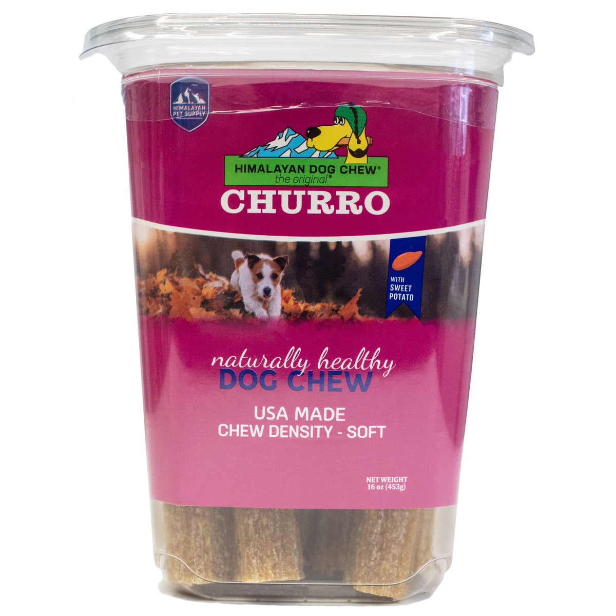 Himalayan Dog Chew Churro, Soft Yak Cheese Treat, Peanut Butter, 4 Sticks | 100% Natural, Soft Density Dental Support, Gluten Free, Healthy Safe Dog Treats for All Breeds and Ages, Lactose & Grain Free