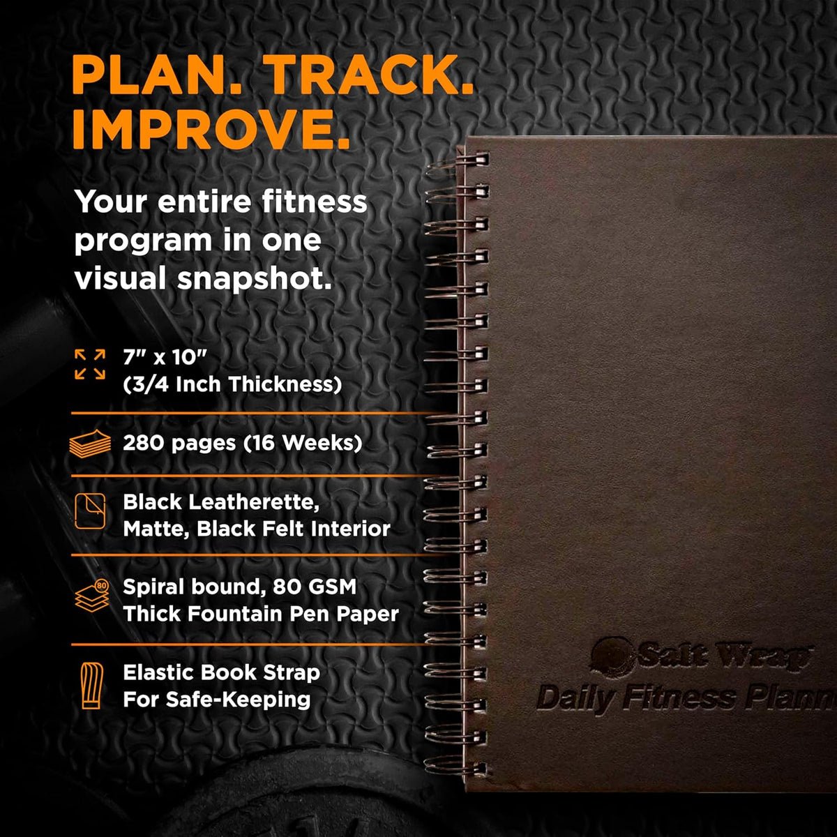 Health Planner Bundle - Fitness Planner & Sunrise Journal Set | Pairs a 5-Minute Gratitude Practice with a Spiral-Bound Workout and Food Log, Ideal Wellness Gift for Men and Women