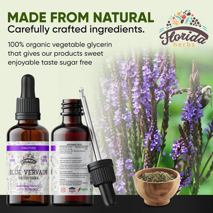 Blue Vervain Herb Organic Extract – Organic Blue Vervain Herb – Natural Vervain Supplement for Men & Women – Made in USA - 2 oz