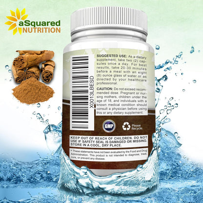 Natural Ceylon Cinnamon 1200mg Per Serving - 120 Capsules, True Cinnamon from Sri Lanka, Extract Supplement Pills Promotes Heart Health