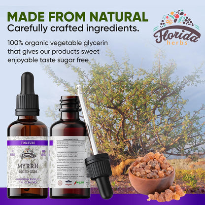 Myrrh Tincture, Myrrh Extract (Commiphora myrrha) for Indigestion - Non-GMO in Cold-Pressed Organic Vegetable Glycerin 670 mg, Supplements 670 mg