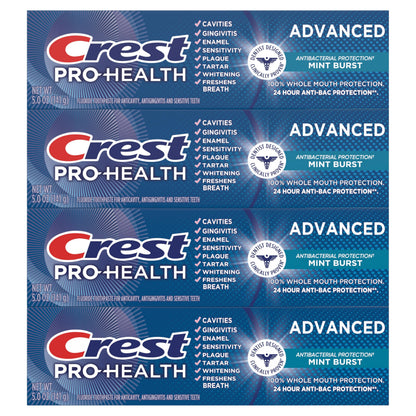 Crest Pro-Health Advanced Antibacterial Protection Toothpaste,5 oz 4 Pack, Teeth Whitening for adults, Breath Freshener, for Sensitive Teeth, Gum Health,