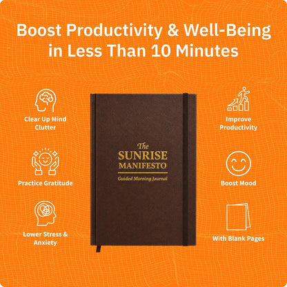 Sunrise Manifesto Guided Morning Journal - Gratitude & Mindfulness | Premium Faux Leather Cover, Daily Self-Care Ritual for Manifestation & Reflection, Undated Wellness Tracker for Women and Men