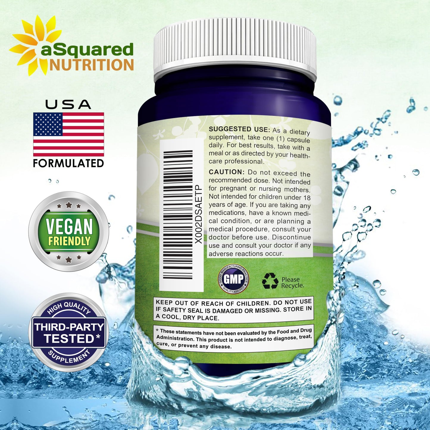 aSquared Nutrition Nicotinamide with Resveratrol - 120 Veggie Capsules - Vitamin B3 500mg (Niacinamide Flush Free)