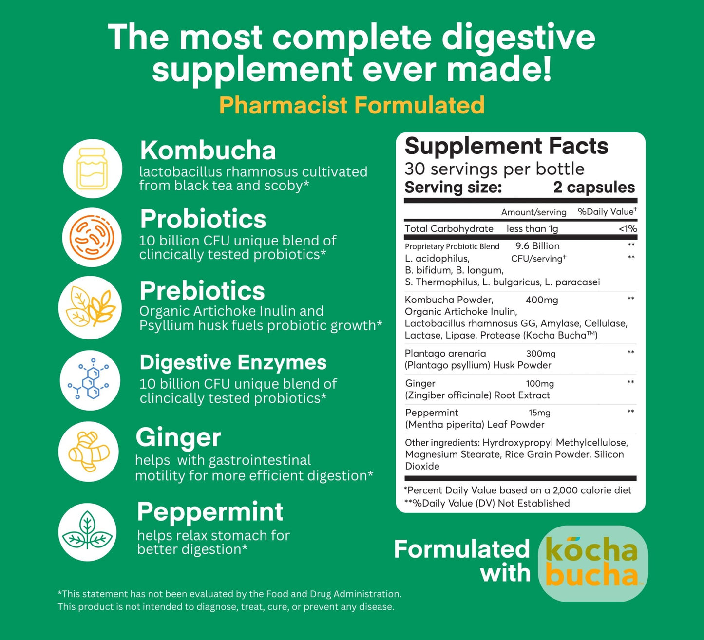 A dose of Digestive Balance-Gut Health Supplement-USDA-Kombucha, 7 Probiotic Strains and Prebiotics for Microbiome-Digestive Enzymes for Digestion - dailyvitalstore