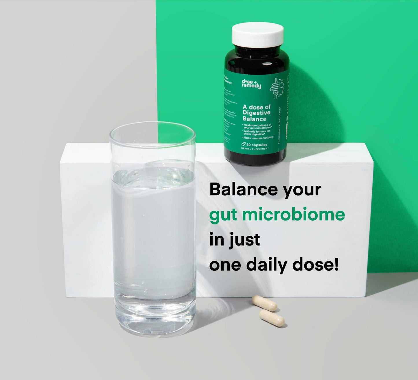 A dose of Digestive Balance-Gut Health Supplement-USDA-Kombucha, 7 Probiotic Strains and Prebiotics for Microbiome-Digestive Enzymes for Digestion - dailyvitalstore