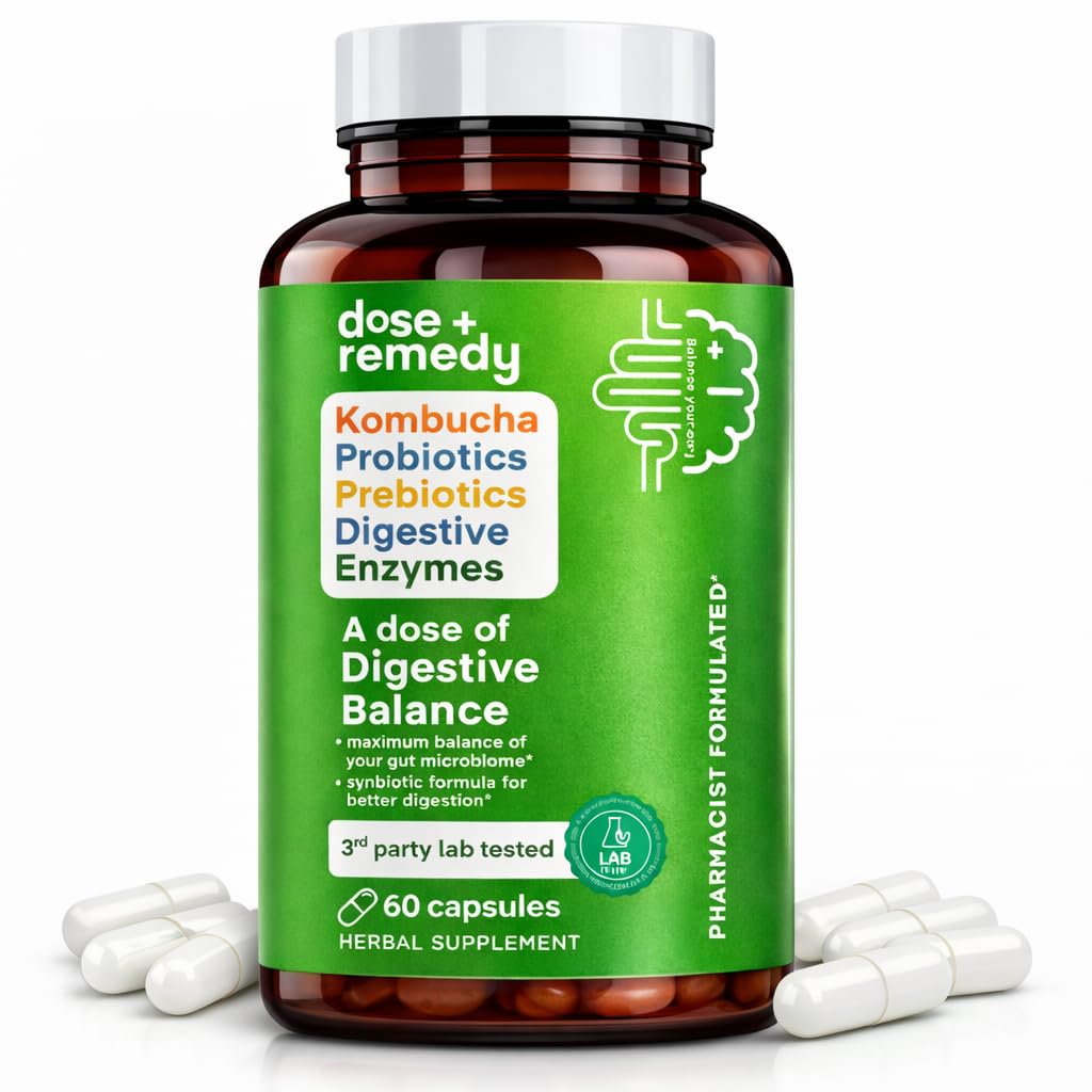 A dose of Digestive Balance-Gut Health Supplement-USDA-Kombucha, 7 Probiotic Strains and Prebiotics for Microbiome-Digestive Enzymes for Digestion - dailyvitalstore