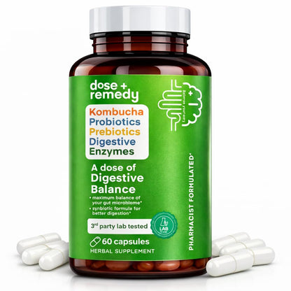 A dose of Digestive Balance-Gut Health Supplement-USDA-Kombucha, 7 Probiotic Strains and Prebiotics for Microbiome-Digestive Enzymes for Digestion - dailyvitalstore