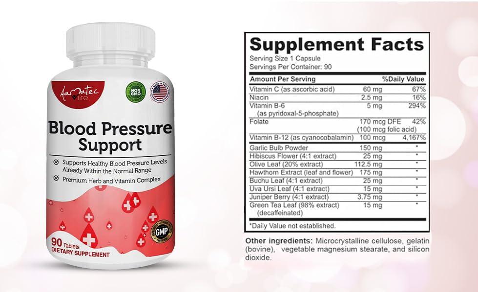 AAMATEC LIFE Blood Pressure Support Supplement 90 Capsules - dailyvitalstore