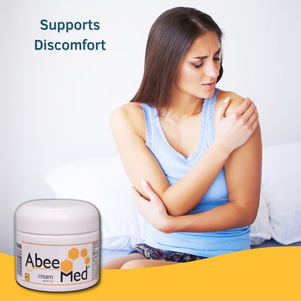 AbeeMed Cream Bee Venom Apitoxin for Aches - Menthol - Histamine DHCL - Bee Polen - Chamomile - Support for Neck and Backache - Supports Joint & Muscle Discomfort - Sprains, Bruises and Strains V2 - dailyvitalstore