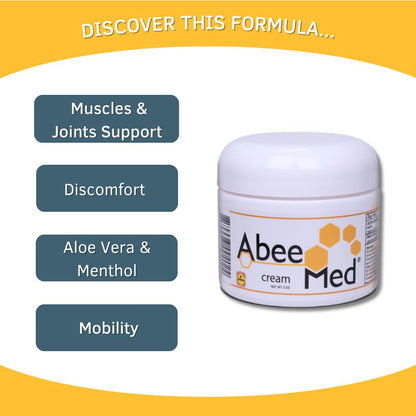 AbeeMed Cream Bee Venom Apitoxin for Aches - Menthol - Histamine DHCL - Bee Polen - Chamomile - Support for Neck and Backache - Supports Joint & Muscle Discomfort - Sprains, Bruises and Strains V2 - dailyvitalstore