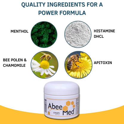 AbeeMed Cream Bee Venom Apitoxin for Aches - Menthol - Histamine DHCL - Bee Polen - Chamomile - Support for Neck and Backache - Supports Joint & Muscle Discomfort - Sprains, Bruises and Strains V2 - dailyvitalstore