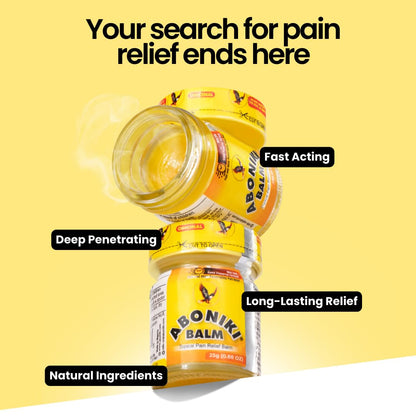 Aboniki Balm (6 Plastic Jars) – Powerful Topical Pain Relief Balm for Sore Muscles and Joints | Anti Inflammatory Analgesic Rub with Cooling Menthol for Back, Knee, Neck, Shoulder, Wrist & Body Ache - dailyvitalstore