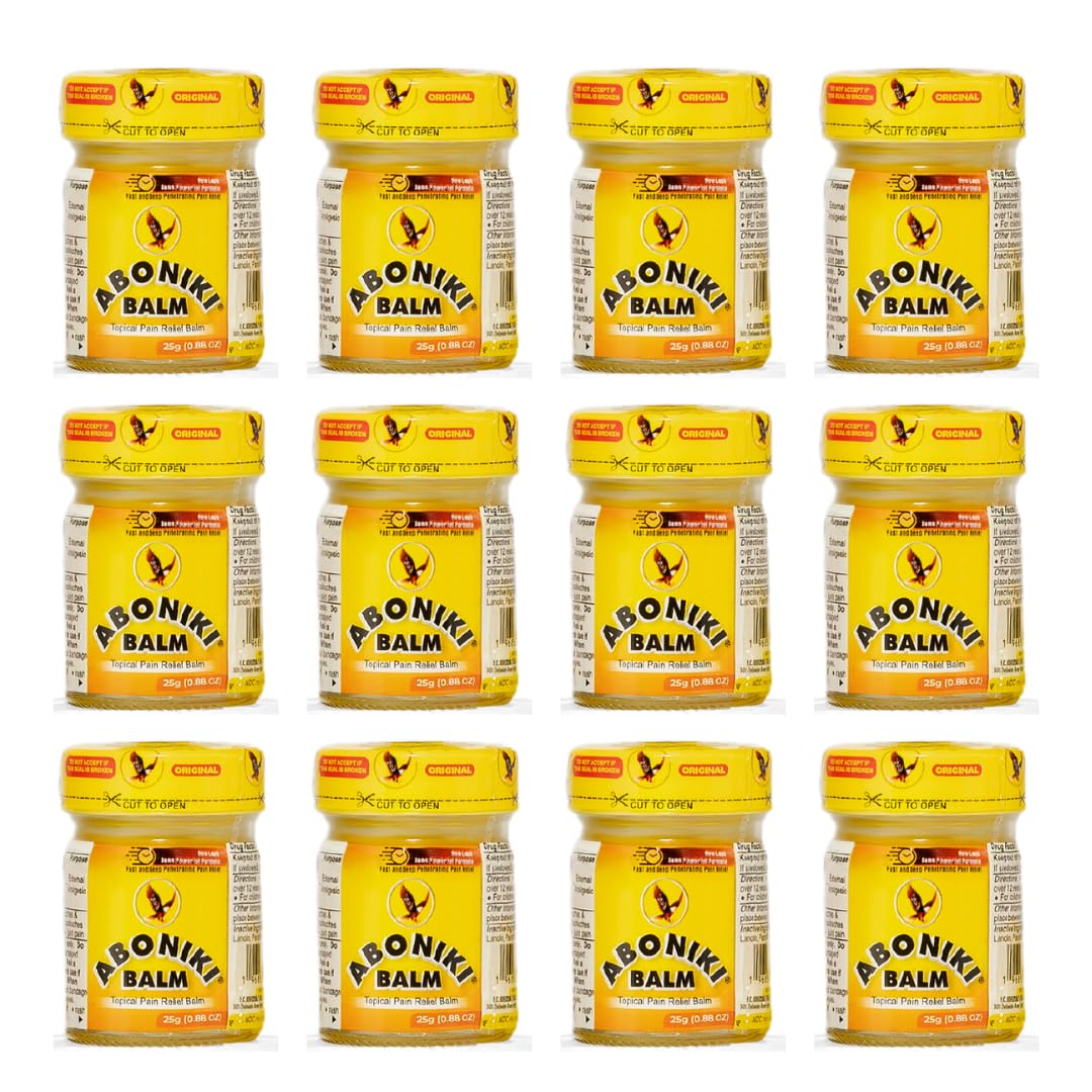 Aboniki Powerful Topical Pain Relief Balm with Natural Ingredients | Fast-Acting Soothing Relief for Joints & Muscle Pain, Soreness, Cramps | Long Lasting Full Body Rub (12 Plastic Jars) - dailyvitalstore