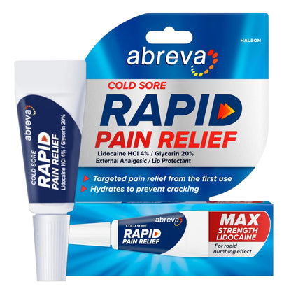 Abreva Cold Sore Treatment Rapid Pain Relief Cream - 1 Tube, 3 Grams - dailyvitalstore