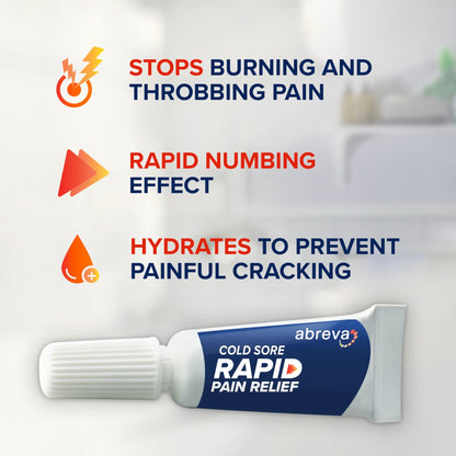 Abreva Cold Sore Treatment Rapid Pain Relief Cream - 1 Tube, 3 Grams - dailyvitalstore