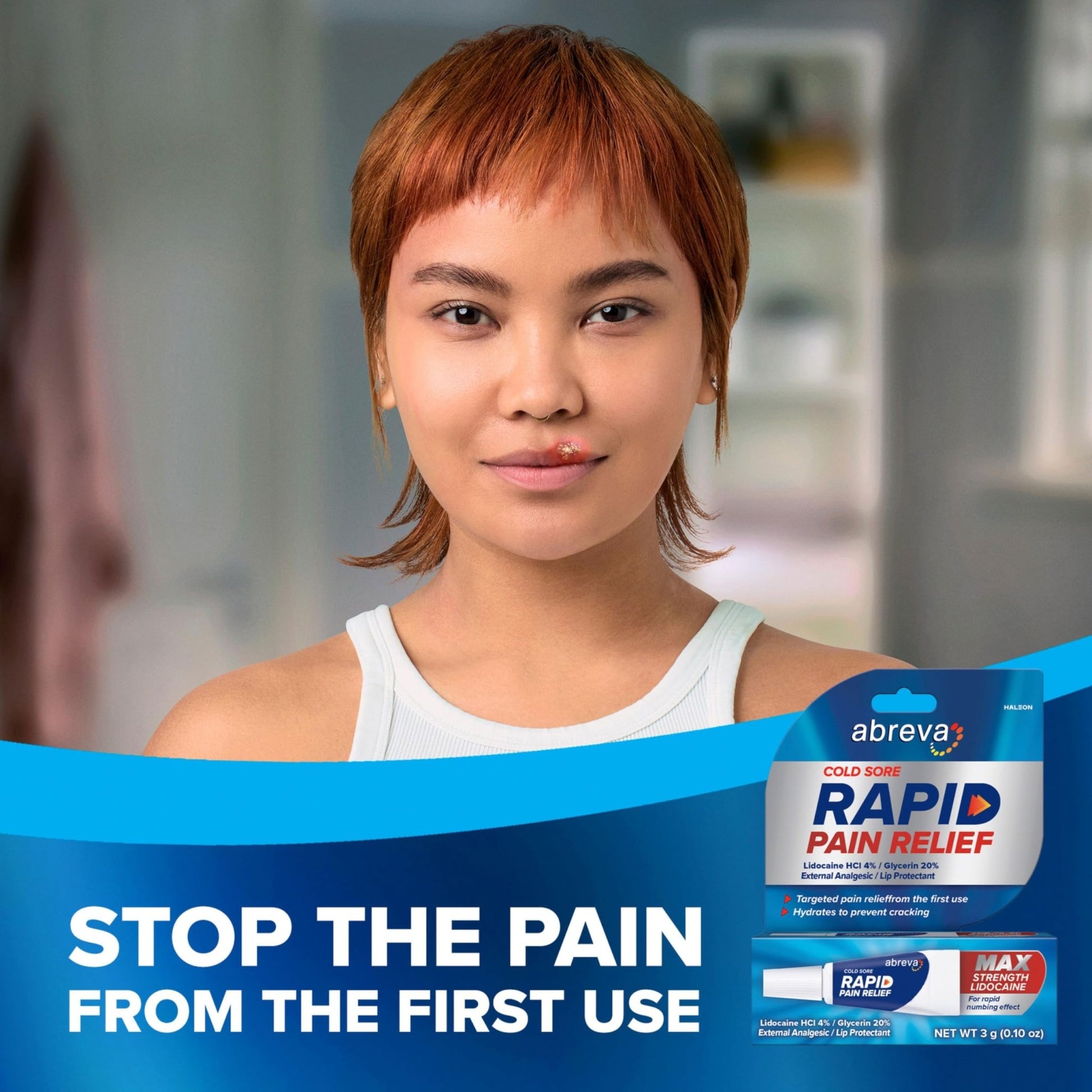 Abreva Cold Sore Treatment Rapid Pain Relief Cream - 1 Tube, 3 Grams - dailyvitalstore