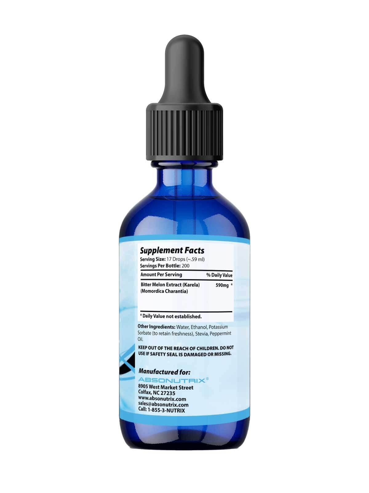 Absonutrix Bitter Melon Extract 590 mg, 4 Fl Oz, 200 Servings, Optimum Bioavailability, Quality Ingredients, Cruelty-Free Products, Non-GMO, Third-Party Tested, GMP-Certified, Made in USA - dailyvitalstore