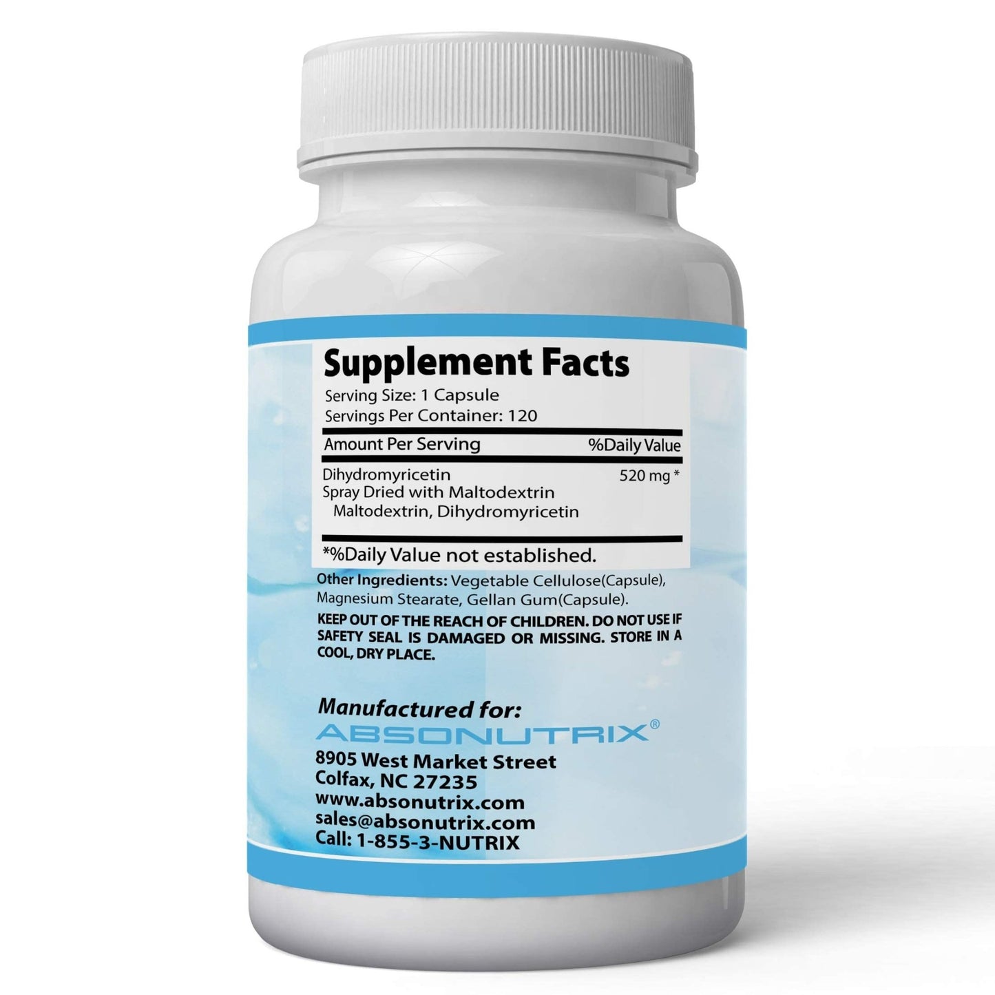 Absonutrix Dihydromyricetin - 520 mg, 120 Servings, Made in USA, Quick Absorption, Quality Potent Ingredients, Third-Party Tested, Non-GMO, GMP Certified, Cruelty Free Products - dailyvitalstore