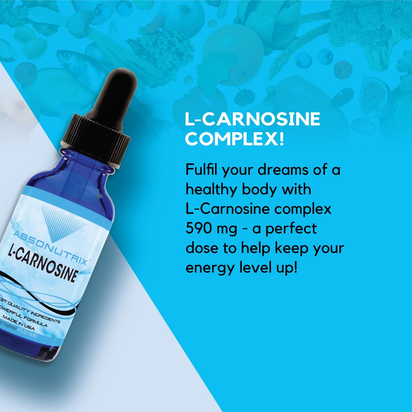 Absonutrix L-Carnosine - 583 mg 4 Oz Bottle, 200 Highly Potent Servings, Easy-to-Consume Drops, High Bioavailability, Third-Party Tested, GMP-Certified, Non-GMO, Cruelty-Free Products, Made in USA - dailyvitalstore