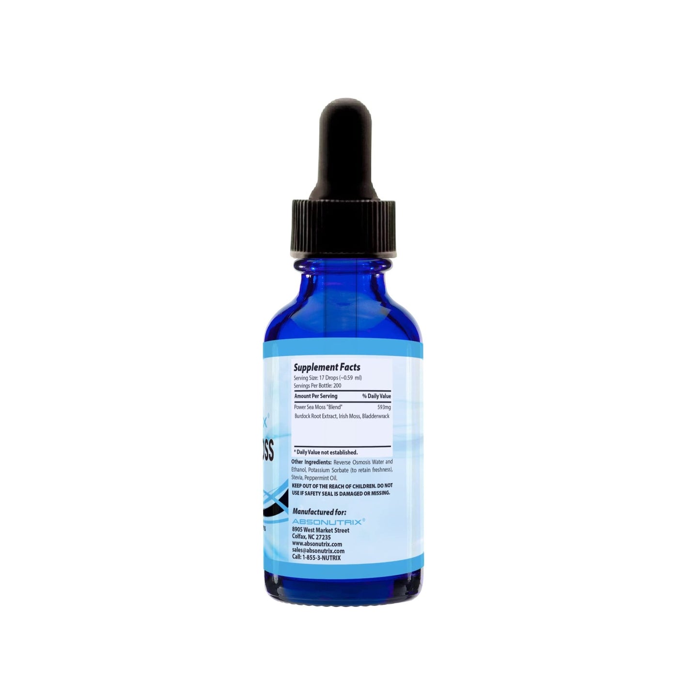 Absonutrix Power Sea Moss with Blend Burdock Root Extract 593mg, 4 Oz Liquid, 200 Servings, Made in USA, Quick Absorption, Quality Potent Ingredients, Third-Party Tested, Non-GMO - dailyvitalstore